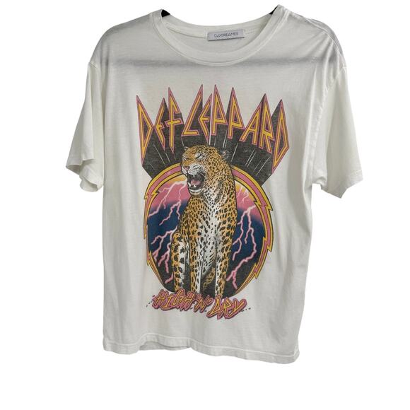 Daydreamer Tops - Daydreamer Women's White Def Leppard High 'n Dry Graphic Tee T-shirt Size XS